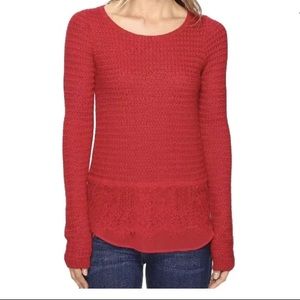 Lucky Brand Red Lace Detail Sweater New With Tags